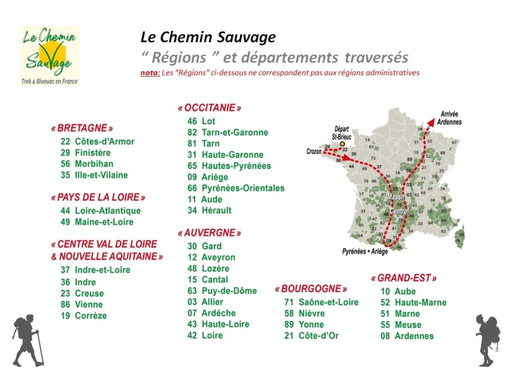 itinéraires 21 tronçons Bretagne Massif Central Pyrénées Ardennes