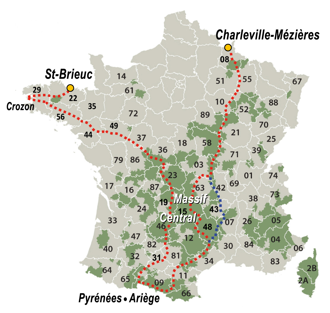 carte de france itinéraire du chemin sauvage